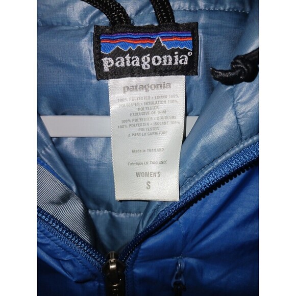 Patagonia Vintage Hooded Jacket Women Small Aqua Blue Insulated Coat *flaws** - Picture 3 of 13